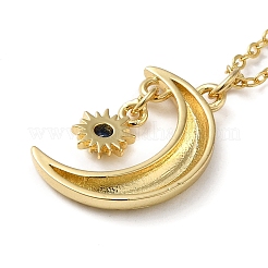 Collier pendentif croissant de lune en laiton doré avec strass&nbsp;NJEW-Z015-01B-G