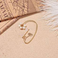 Серьги-каффы с натуральным розовым кварцем и жемчугом EJEW-JE04957-02