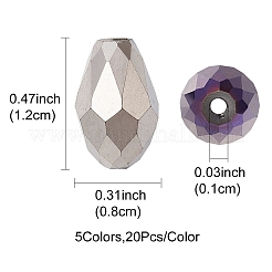 100шт 5 цвета гальванических стеклянных бусин&nbsp;EGLA-YW0001-62