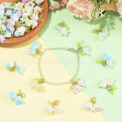 16PCSアクリルパーツ  真鍮製の金具と304ステンレススチール製の丸カン付き  花  プラチナ  26mm&nbsp;PALLOY-FS00075