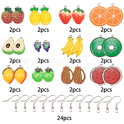 Изготовление подвесок из смолы с подвесками из тонированного железа и латунными крючками для сережек&nbsp;DIY-SC0009-24