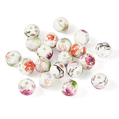 24 pz 4 perline in ceramica di porcellana stampata a mano con fiori in 10 colori&nbsp;PORC-TADJ0001-07