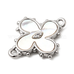 Подвески-коннекторы из латуни с прозрачным кубическим цирконием и цветочными звеньями&nbsp;KK-G553-03P