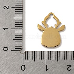 クリスマステーマ 304 ステンレススチールペンダント  エナメル  14KGP本金メッキ  鹿  16x12x1mm  穴：6.5mm&nbsp;STAS-Z093-08J