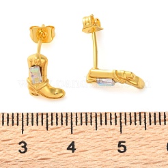 Серьги-гвоздики из латуни с микропаве из кубического циркония для женщин&nbsp;EJEW-B111-01G-01