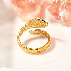 201ステンレススチールエナメルスネークオープンカフリング女性用  ピンク  usサイズ7 1/4(17.5mm)&nbsp;LS-RJEW-A053-05G-02