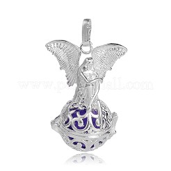 Серебряные позолоченные латунные полые круглые подвески в клетке&nbsp;LS-KK-J250-11S