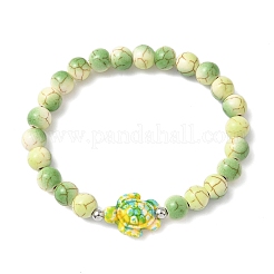 Синтетические бирюзовые круглые и черепаховые бусины&nbsp;BJEW-JB12340-03