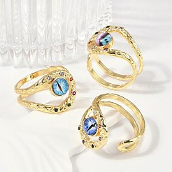 Манжеты из латуни с микро паве кубический цирконий для женщин RJEW-L113-042G