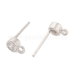 925 плоские круглые серьги-гвоздики из стерлингового серебра с микропаве из прозрачных кубических цирконий&nbsp;STER-B010-02B-P