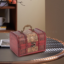 Schmuckaufbewahrungsetuis aus Holz im Retro-Stil mit geprägtem Blumenmuster und Griffen&nbsp;CON-CL0001-25