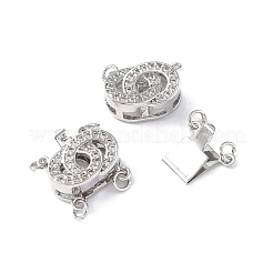 Покрытие стойки латунь микро паве прозрачный кубический цирконий застежки коробки KK-E073-03P