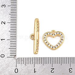 Застежки-тоглы из латуни с микропаве из прозрачных кубических цирконий в форме сердца&nbsp;KK-G548-37G