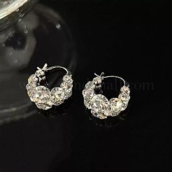 Серьги-кольца из латуни и хрустальных страз&nbsp;FS-WG0779A-01