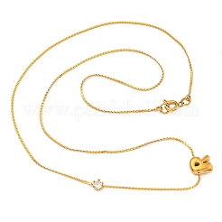 Ожерелья с подвесками из нержавеющей стали 304 с микропаве из кубического циркония NJEW-H017-01G-R