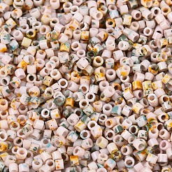 Perles de verre cylindriques Picasso peintes à la bombe&nbsp;GLAA-T028-12A-05