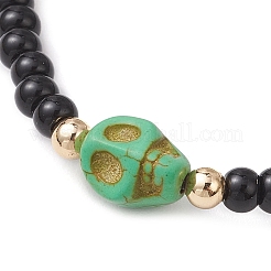 7шт 7-х цветные стеклянные круглые тянущиеся браслеты для мужчин и женщин BJEW-TA00667