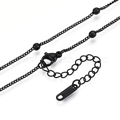 Ионное покрытие(ip) 304 нержавеющая сталь спутниковая цепь ожерелье для мужчин и женщин&nbsp;NJEW-E076-01EB