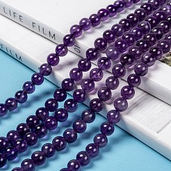 Природный аметист круглые пряди из бисера G-M304-18-6mm