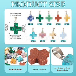 18шт 9 стиля смешанные подвески с драгоценными камнями G-TA0002-32
