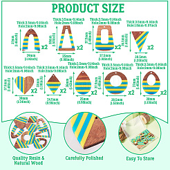 18 шт. 9 подвески из эпоксидной смолы и орехового дерева&nbsp;RESI-TA0003-82