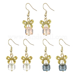 3 пара двухцветных сережек-подвесок из сплава и стекла EJEW-JE06361