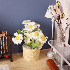 ミニプラスチックデイジー鉢植え植物装飾  ミニチュア盆栽  ドールハウス用  ホームディスプレイの装飾  ナバホホワイト  36x80mm&nbsp;PW-WGEEA12-01