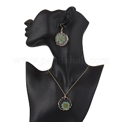 Ohrringe und Halsketten-Sets mit getrockneten Blumen aus Kunstharz&nbsp;SJEW-FS00005