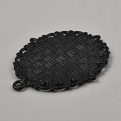オーバル合金カボションペンダントセッティング作成  カメオカボション  ブラック  60.5x47x2.5mm  穴：2.2mm&nbsp;DIY-WH20002-21B