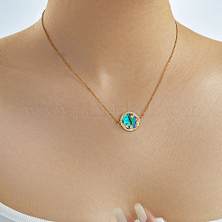 Изысканные латунные блестящие плоские круглые ожерелья с подвесками в виде звезд DS0332