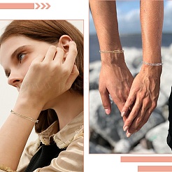 2 pulsera de cadena con clip de acero inoxidable 304 en 2 colores para mujer.&nbsp;BJEW-TADJ0001-01