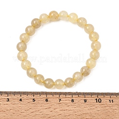 Pulseras elásticas redondas de cuarzo rutilado dorado natural (teñido y calentado) para mujer.&nbsp;GG-CBA3F02-05