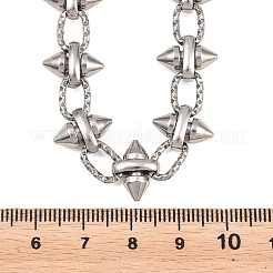 304ステンレススチール製スパイク付きコーンリンクチェーンネックレス（女性用）  変色なし  ステンレス鋼色  16.34インチ（41.5cm）&nbsp;SA-H001-22P
