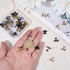 30ペア3色304ステンレススチール蝶結びスタッドピアス金具  カン付き  環境に優しいプラスチック製イヤーナット60個  ミックスカラー  10x15mm  穴：1.2mm  ピン：0.7mm&nbsp;STAS-SP0002-10