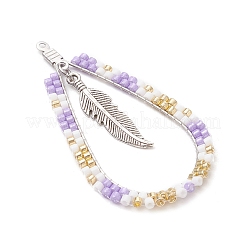 Каплевидная подвеска из стеклянного бисера в стиле бохо с перьями&nbsp;PALLOY-MZ00589-02