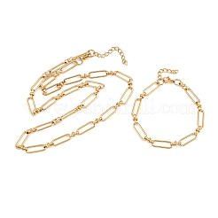 Schmucksets aus Büroklammerketten aus Edelstahl 304 (Armband & Halskette)&nbsp;SJEW-L199-02G