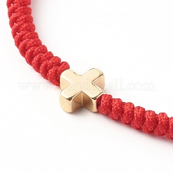 Bracciali con cordino in filo di nylon regolabile con perline incrociate in ottone&nbsp;BJEW-JB06396