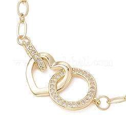 Кольцо из латуни с микропаве из прозрачных кубических цирконий и браслеты в форме сердца&nbsp;BJEW-JB13158