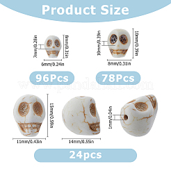 198 шт. 3 стиля окрашенных синтетических бирюзовых бусин G-FI0001-24