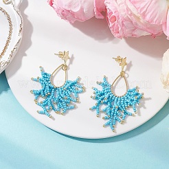 3 пара сережек-гвоздиков из стеклянных бусин ручной работы EJEW-MZ00564