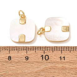 Pendentifs en laiton avec coquillage blanc&nbsp;KK-CBA2F11-40G