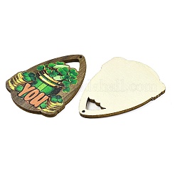 Большие деревянные подвески с одним лицом и принтом ко Дню Святого Патрика WOOD-E016-10