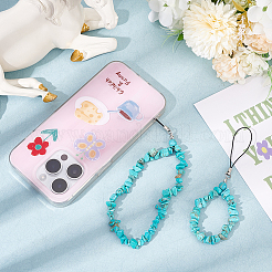 Синтетические бирюзовые чипсы с цепочкой из бисера мобильные ремешки FIND-WH0135-08B