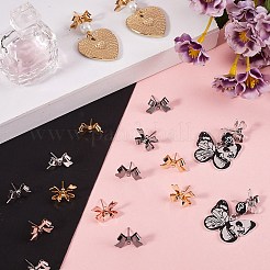 50 шт. 5-х цветная фурнитура для сережек-гвоздиков в виде банта из латуни&nbsp;KK-SP0001-47