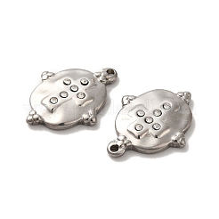 304ステンレスペンダント  クリスタルラインストーン付き  クロスチャーム付きオーバル  ステンレス鋼色  21x16x3mm  穴：1.4mm&nbsp;STAS-Q001-19P