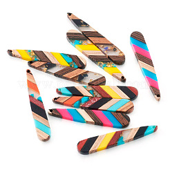 10шт 5 цвета прозрачные подвески из смолы и орехового дерева&nbsp;RESI-TA0002-74