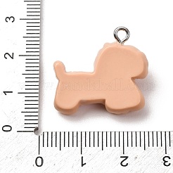 不透明樹脂ペンダント  ハートの衣装を着た犬のチャーム  プラチナアイアイピン  ダークサーモン  21x23x8mm  穴：2mm&nbsp;RE-CBA5B90-04D
