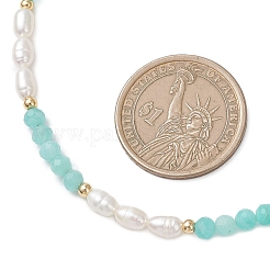 Ожерелья из натурального граненого круглого амазонита и рисового жемчуга для женщин&nbsp;NJEW-JN05816-04