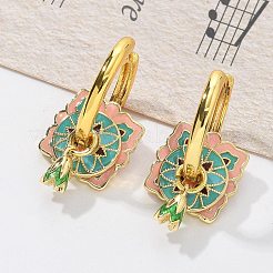 Серьги-кольца из латуни с ромбами&nbsp;EJEW-R016-13G-01