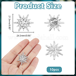 バックパックの服のための合金ラインストーンラペルピンバック10個  スター  プラチナ  24.5x21.5mm&nbsp;JEWB-HY0001-63P